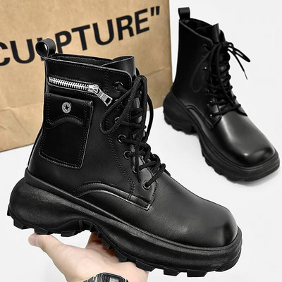 Ανδρικές μπότες μοτοσικλέτας βρετανικού στυλ Νέα τάση 2024 Φθινοπωρινές χειμερινές κοντές μπότες εργασίας Μόδα υπαίθρια παπούτσια δρόμου Πολυτελή άνετα