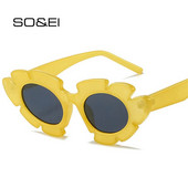 SO&EI Fashion Cat Eye Candy Colors Saulesbrilles Sievietēm Retro Zīmols Dizaineris Ziedu formas Brilles Vīriešu Trending Saulesbrilles UV400