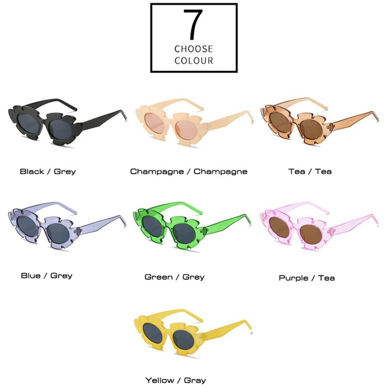 SO&EI Fashion Cat Eye Candy Colors Saulesbrilles Sievietēm Retro Zīmols Dizaineris Ziedu formas Brilles Vīriešu Trending Saulesbrilles UV400