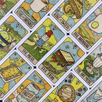 Нови 78 илюстровани карти за храна и напитки Таро Колекция Хранителни късмети Мистична колода Настолни игри Гадаене с въображение