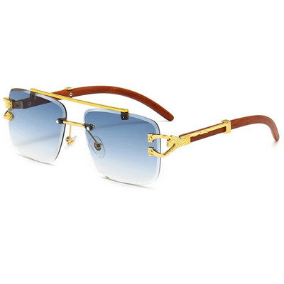 Nove pravokutne sunčane naočale bez okvira, ženske vintage metalne leopard sunčane naočale, modne nijanse gradijentnih naočala bez okvira za muškarce