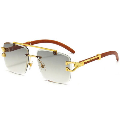 Nove pravokutne sunčane naočale bez okvira, ženske vintage metalne leopard sunčane naočale, modne nijanse gradijentnih naočala bez okvira za muškarce