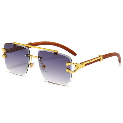 Nove pravokutne sunčane naočale bez okvira, ženske vintage metalne leopard sunčane naočale, modne nijanse gradijentnih naočala bez okvira za muškarce