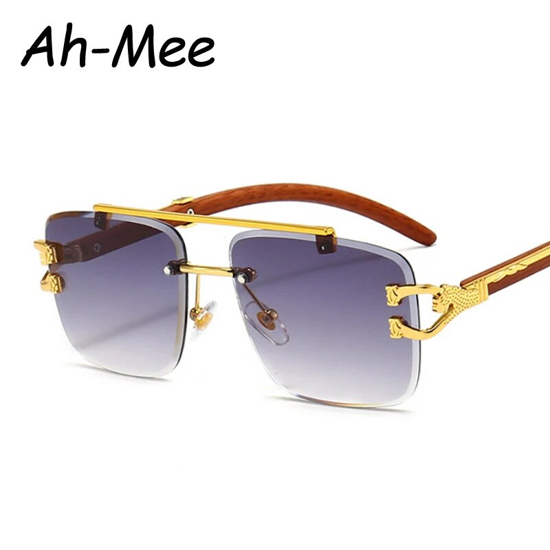 Nove pravokutne sunčane naočale bez okvira, ženske vintage metalne leopard sunčane naočale, modne nijanse gradijentnih naočala bez okvira za muškarce