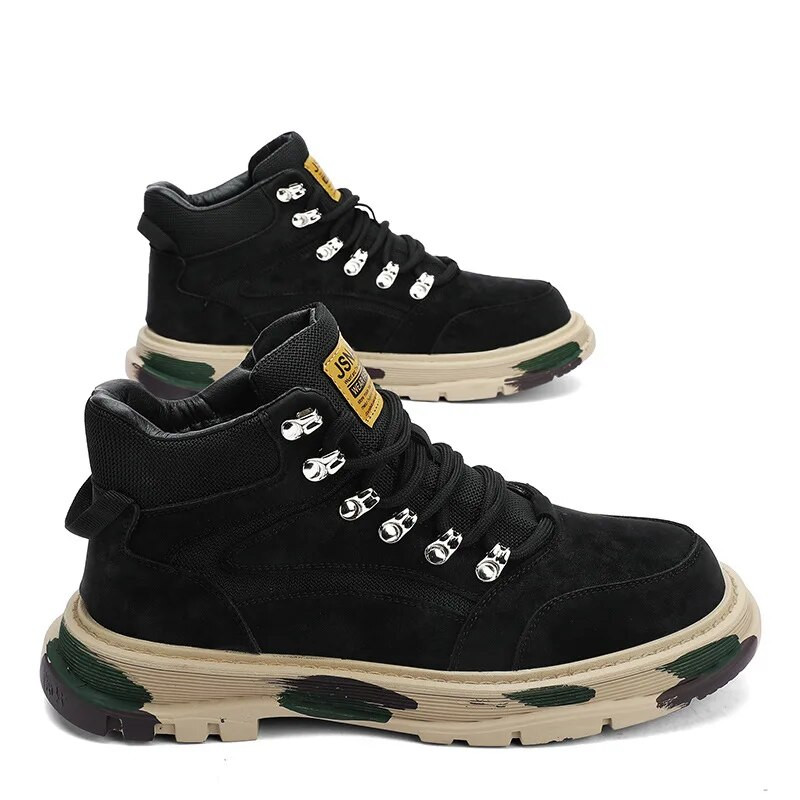 Vīriešu vieglie zābaki Jauna mode Retro motociklu darba zābaki āra atpūtai sportam Luksusa pretslīdes apavi Ērti ceļojumi