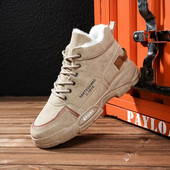 Meeste kõrge ülaosaga puuvillased kingad, sügistalv Korea versioon, pehmed soojad vabaajajalatsid Moodsad libisemisvastased ja kulumiskindlad lumesaapad