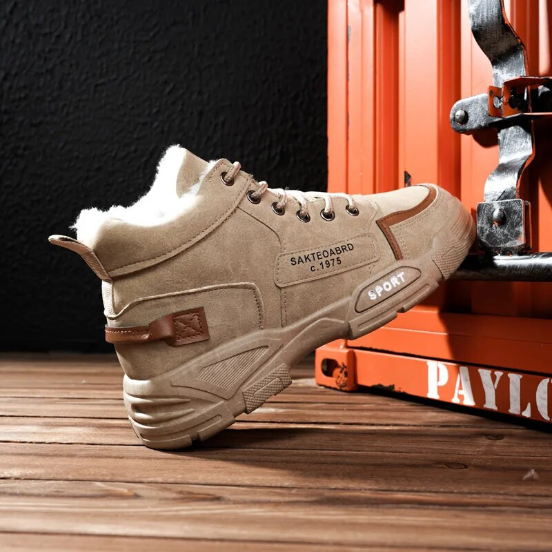 Meeste kõrge ülaosaga puuvillased kingad, sügistalv Korea versioon, pehmed soojad vabaajajalatsid Moodsad libisemisvastased ja kulumiskindlad lumesaapad