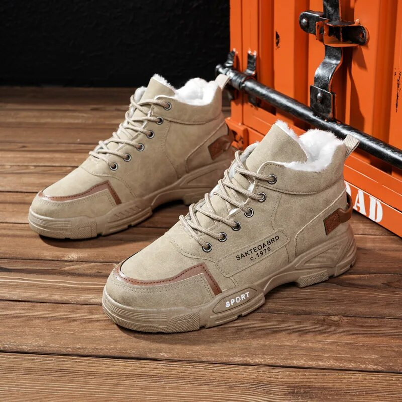 Meeste kõrge ülaosaga puuvillased kingad, sügistalv Korea versioon, pehmed soojad vabaajajalatsid Moodsad libisemisvastased ja kulumiskindlad lumesaapad