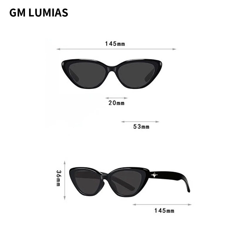 GM LUMIAS Vintage Sunbrilles Cat Eye Sieviešu modes 2023 Jaunums retro gradienta toņos Eyewear Ins Populāra zīmola UV400 saulesbrilles