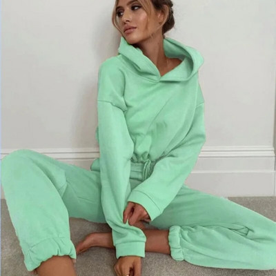 Seturi de iarnă din două piese Trening pentru femei Costum supradimensionat 2023 Toamna Pantaloni Costume pentru femei Hanorac sport solid Îmbrăcăminte sport
