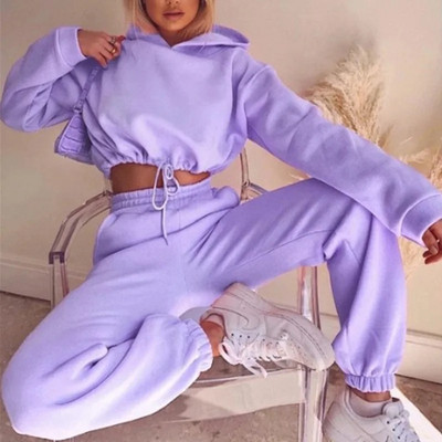 Seturi de iarnă din două piese Trening pentru femei Costum supradimensionat 2023 Toamna Pantaloni Costume pentru femei Hanorac sport solid Îmbrăcăminte sport