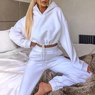 Seturi de iarnă din două piese Trening pentru femei Costum supradimensionat 2023 Toamna Pantaloni Costume pentru femei Hanorac sport solid Îmbrăcăminte sport