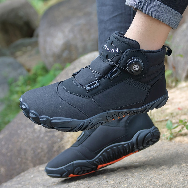 Jauni ziemas vīriešu zābaki sniega basām kājām ikdienas apavi sievietēm, silti plīša kokvilnas apavi pārgājieniem, kāpšanai, darbam, augsti potītes zābaki