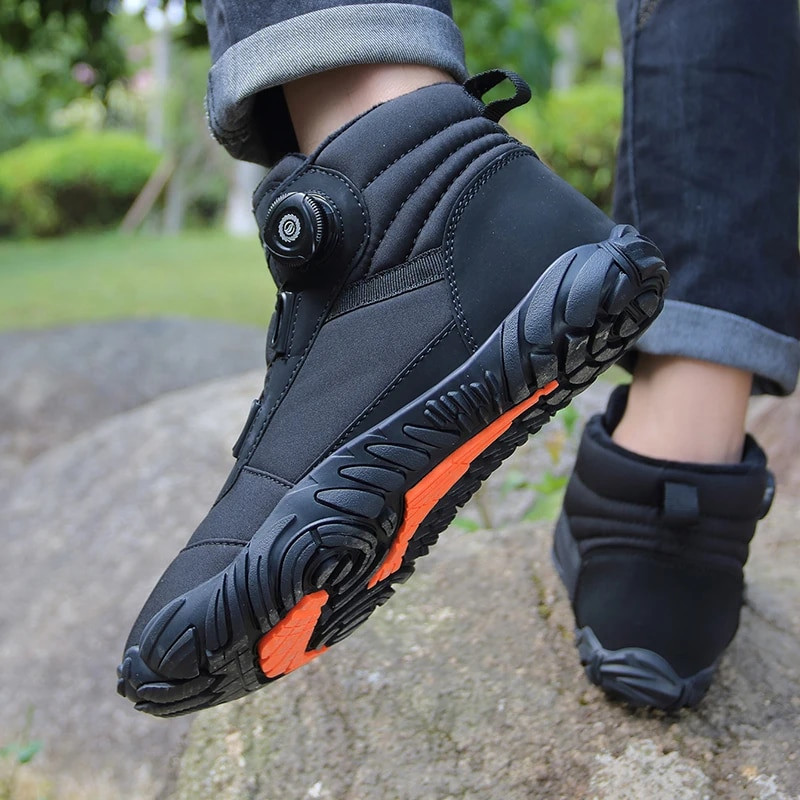 Jauni ziemas vīriešu zābaki sniega basām kājām ikdienas apavi sievietēm, silti plīša kokvilnas apavi pārgājieniem, kāpšanai, darbam, augsti potītes zābaki