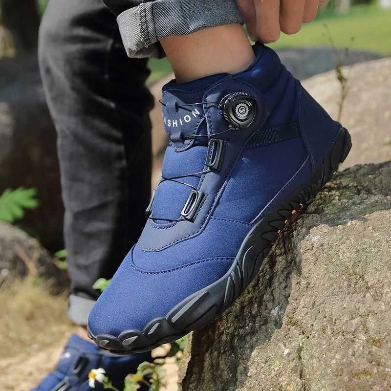 Jauni ziemas vīriešu zābaki sniega basām kājām ikdienas apavi sievietēm, silti plīša kokvilnas apavi pārgājieniem, kāpšanai, darbam, augsti potītes zābaki