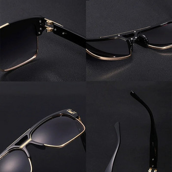 Модерни луксозни мъжки слънчеви очила Квадратна голяма рамка Огледало Градиент Прозрачни лещи Метални нюанси Анти синя светлина Oculos De Sol UV400