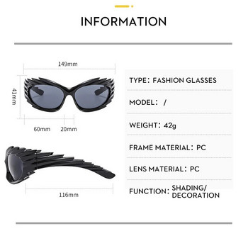 XJiea слънчеви очила Дамски 2023 г. Дизайнерски y2k Steampunk Wing Shape Мъжки слънчеви очила Модерни извънгабаритни Сенници за колоездене на открито Goggle
