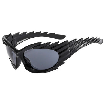 XJiea слънчеви очила Дамски 2023 г. Дизайнерски y2k Steampunk Wing Shape Мъжки слънчеви очила Модерни извънгабаритни Сенници за колоездене на открито Goggle