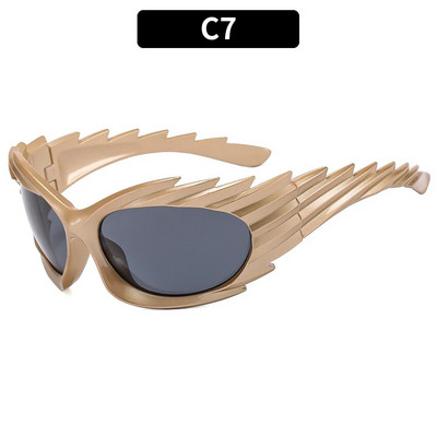 XJiea naiste 2023. aasta päikeseprillid, disainer y2k Steampunk, tiivakujuline meeste päikeseprillid, trendikad ja suured välijalgrattavarjud, kaitseprillid