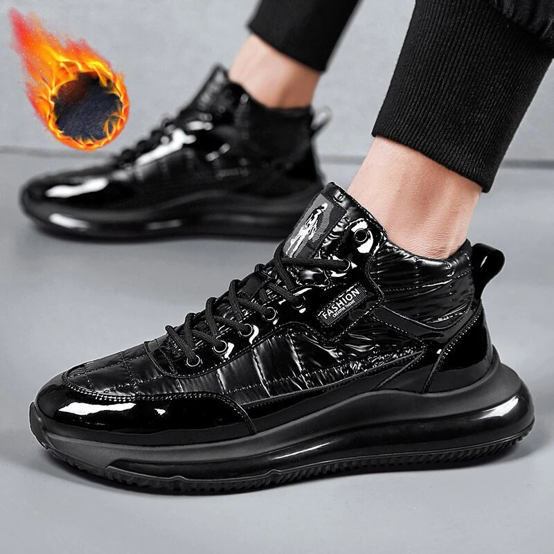 Muške jesenske zimske srednje tenisice na vezanje Pamučne cipele Muške ležerne crne cipele s debelim potplatom od pliša Tople čizme za snijeg