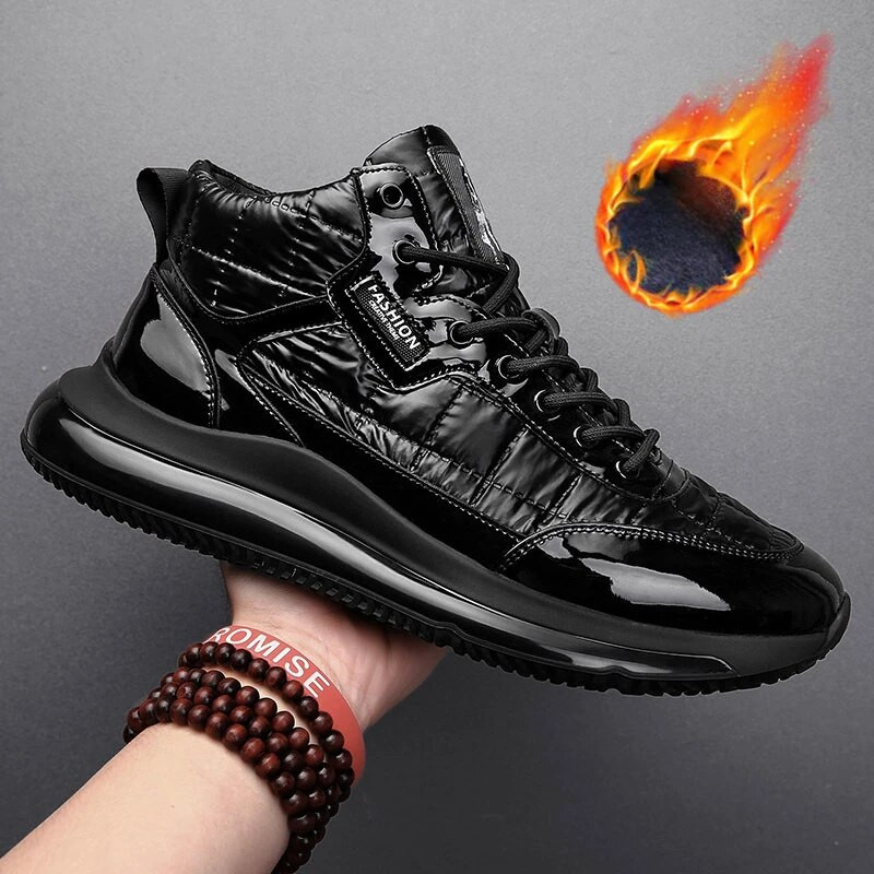 Muške jesenske zimske srednje tenisice na vezanje Pamučne cipele Muške ležerne crne cipele s debelim potplatom od pliša Tople čizme za snijeg