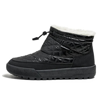 Модни зимни мъжки ботуши Леки топли мъжки боти до глезена Нехлъзгащи се мъжки ботуши за сняг с кожени обувки Мъжки памучни обувки Botas