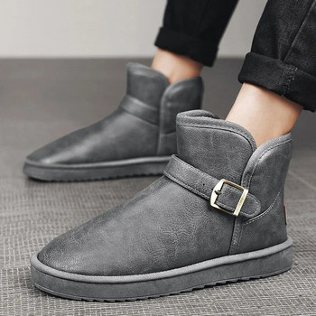 Μπότες χιονιού για άντρες Plus βελούδινο για να διατηρηθεί ζεστό Pu αδιάβροχο αντιολισθητικό High Top Casual Fashion Ανδρικές μπότες μονόχρωμες