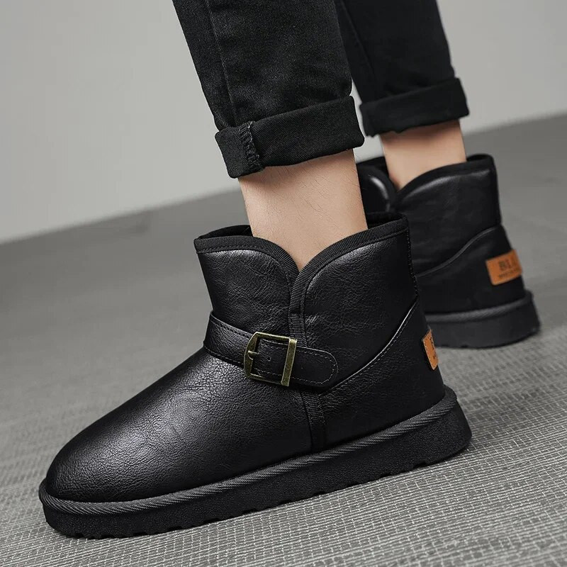 Sniego batai vyrams plius aksomas, kad išlaikytų šilumą Pu Neperšlampami ir neslystantys laisvalaikio madingi vienspalviai pastorinti vyriški batai