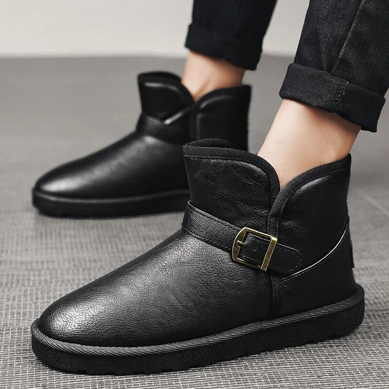Sniego batai vyrams plius aksomas, kad išlaikytų šilumą Pu Neperšlampami ir neslystantys laisvalaikio madingi vienspalviai pastorinti vyriški batai