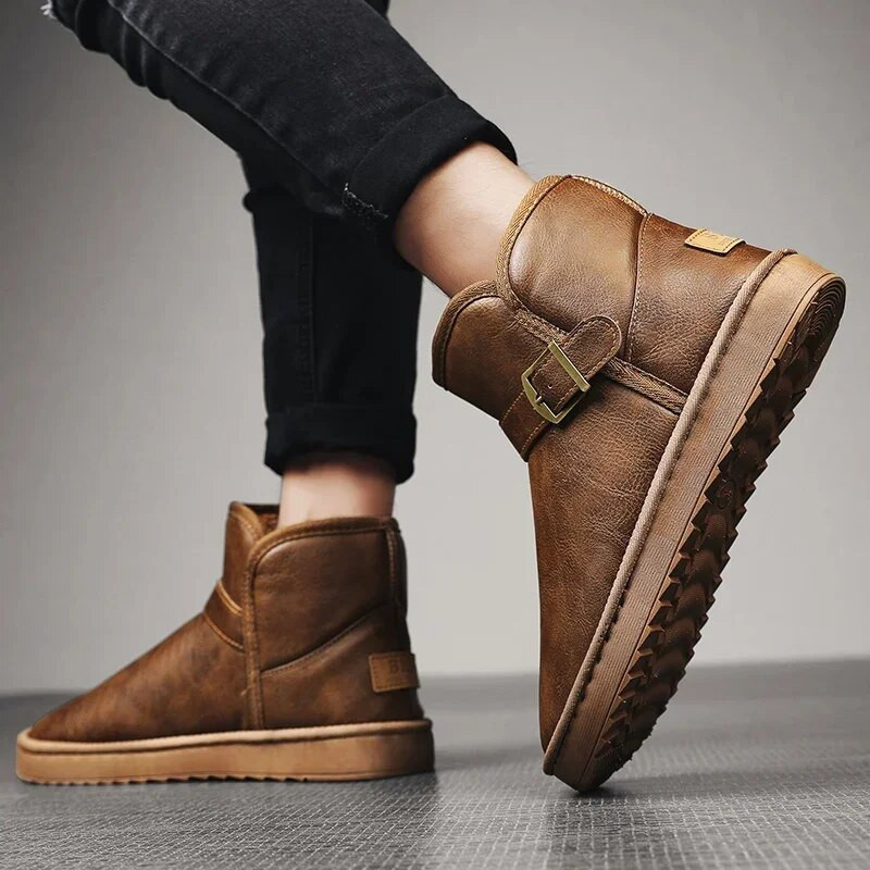 Sniego batai vyrams plius aksomas, kad išlaikytų šilumą Pu Neperšlampami ir neslystantys laisvalaikio madingi vienspalviai pastorinti vyriški batai