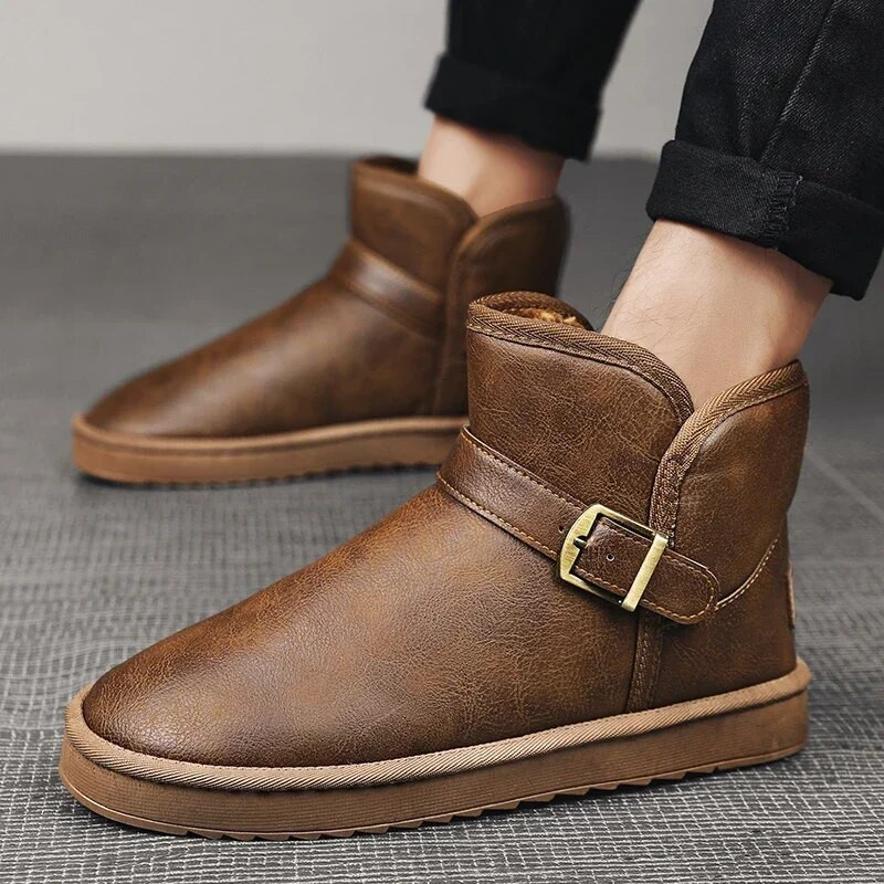 Sniego batai vyrams plius aksomas, kad išlaikytų šilumą Pu Neperšlampami ir neslystantys laisvalaikio madingi vienspalviai pastorinti vyriški batai