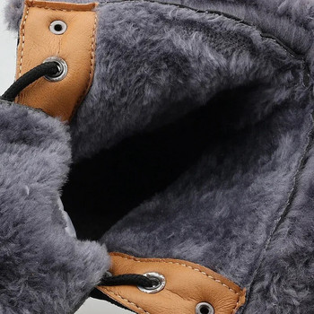 Νέες κρύες χειμερινές ανδρικές μπότες χιονιού Μπότες μοσχάρι ζεστές γούνινες ανδρικές μπότες αδιάβροχες εξωτερικού χώρου Πλατφόρμα Δερμάτινες μπότες μοτοσυκλέτας