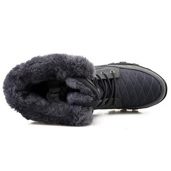 Νέες κρύες χειμερινές ανδρικές μπότες χιονιού Μπότες μοσχάρι ζεστές γούνινες ανδρικές μπότες αδιάβροχες εξωτερικού χώρου Πλατφόρμα Δερμάτινες μπότες μοτοσυκλέτας