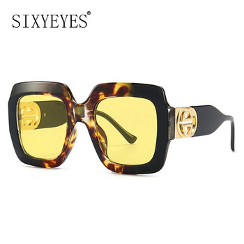 2023 Ретро големи квадратни слънчеви очила Дамски луксозни маркови слънчеви очила с големи рамки за мъже Винтидж пънк нюанси UV400 Тънки очила