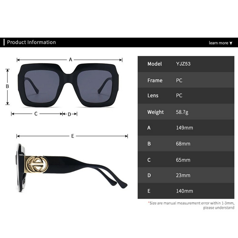 2023. gada retro lielizmēra kvadrātveida saulesbrilles sievietēm Luksusa zīmola liela rāmja saulesbrilles vīriešiem Vintage Punk Shades UV400 Tendy Eyewear