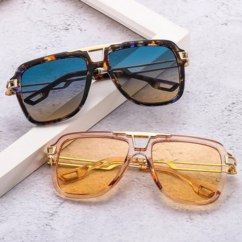 SHAUNA Ретро квадратни слънчеви очила с двойни мостове Дамска модна марка Дизайнерски градиентни нюанси UV400 Мъжки актуални слънчеви очила
