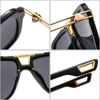 SHAUNA Ретро квадратни слънчеви очила с двойни мостове Дамска модна марка Дизайнерски градиентни нюанси UV400 Мъжки актуални слънчеви очила