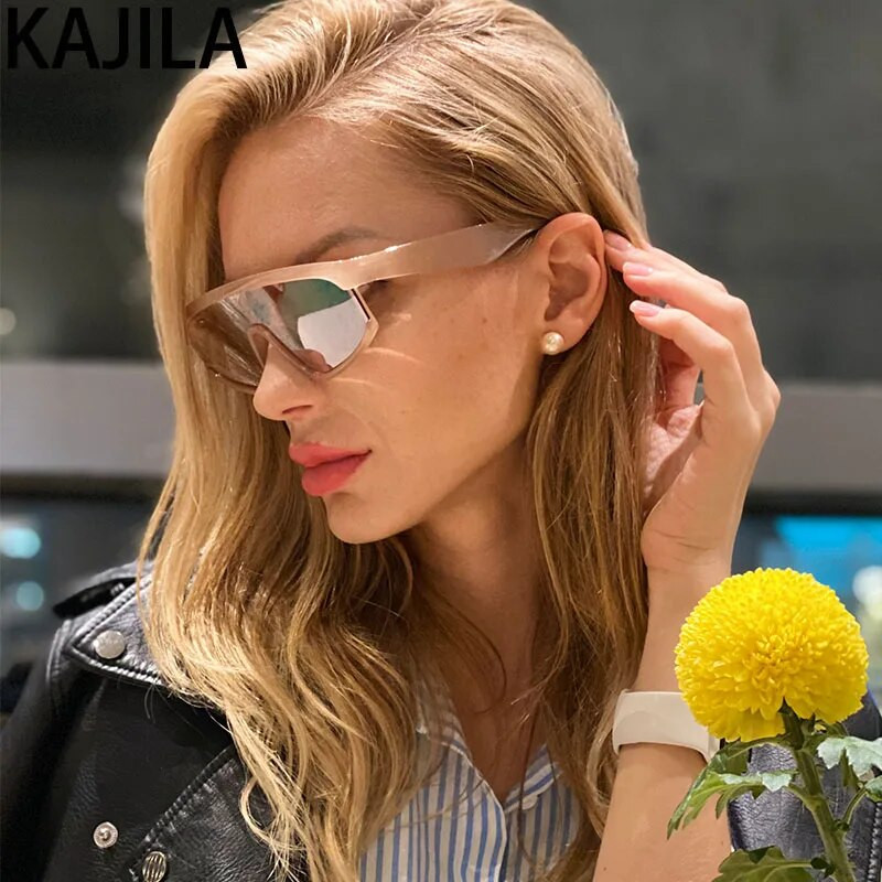 Sportiniai akiniai nuo saulės moteriški 2023 m. prabangūs vienetiniai dideli lauko akiniai nuo saulės moterims Vintage Lunette De Soleil Femme UV40