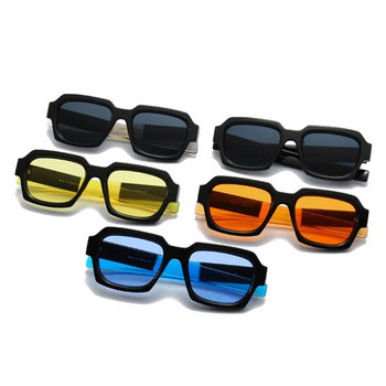 SO&EI Ins Популярни модни квадратни двойни цветни пънк мъжки слънчеви очила Vintage Brand Designer Blue Orange Eyewear Women Shades UV400