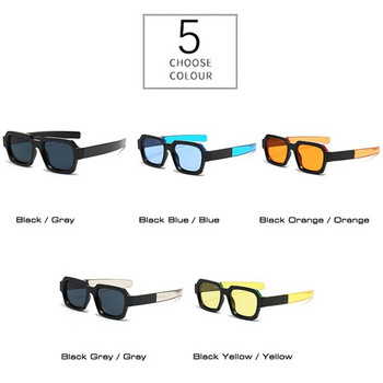 SO&EI Ins Популярни модни квадратни двойни цветни пънк мъжки слънчеви очила Vintage Brand Designer Blue Orange Eyewear Women Shades UV400