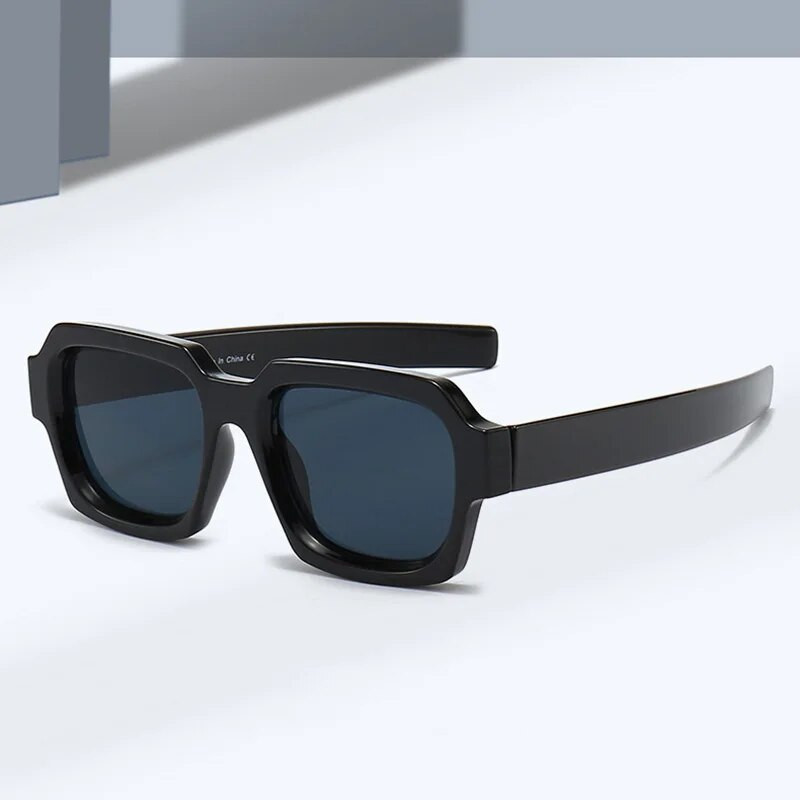 SO&EI Ins populāras modes kvadrātveida dubultkrāsu punk vīriešu saulesbrilles vintage zīmola dizainers zili oranžas briļļu sieviešu toņos UV400