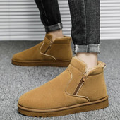 Cizme de zăpadă pentru bărbați Cizme de bumbac cu slip-on, calduri, de pluș, iarna, anti-alunecare, impermeabile, pentru bărbați, pentru adulți, pantofi pentru glezne Bota Masculina