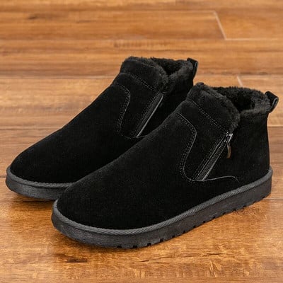 Cizme de zăpadă pentru bărbați Cizme de bumbac cu slip-on, calduri, de pluș, iarna, anti-alunecare, impermeabile, pentru bărbați, pentru adulți, pantofi pentru glezne Bota Masculina