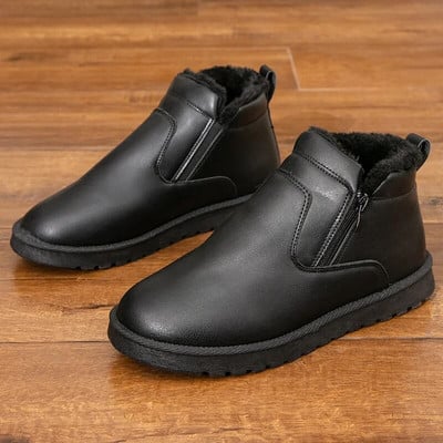 Cizme de zăpadă pentru bărbați Cizme de bumbac cu slip-on, calduri, de pluș, iarna, anti-alunecare, impermeabile, pentru bărbați, pentru adulți, pantofi pentru glezne Bota Masculina