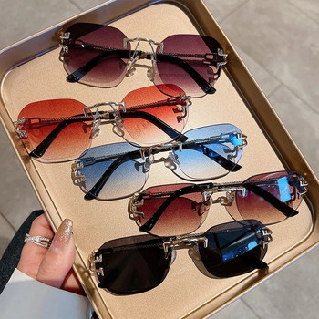KAMMPT Винтидж слънчеви очила без рамки Мъже Жени Модни градиентни ретро океански лещи Слънчеви очила Маркови дизайнерски UV400 нюанси Очила