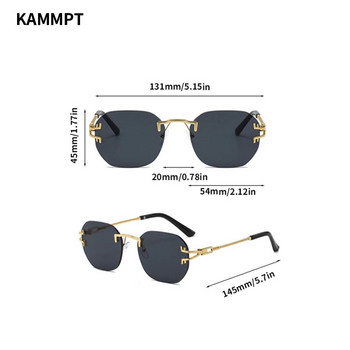 KAMMPT Винтидж слънчеви очила без рамки Мъже Жени Модни градиентни ретро океански лещи Слънчеви очила Маркови дизайнерски UV400 нюанси Очила