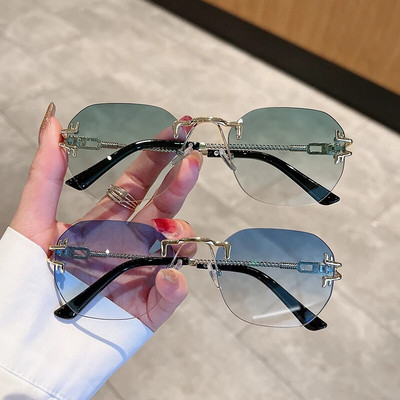 KAMMPT Rimless Vintage Päikeseprillid Meeste Naiste Trendikas Gradient Retro Ocean Objektiivid Päikeseprillid Brändi Disainer UV400 Shades Prillid