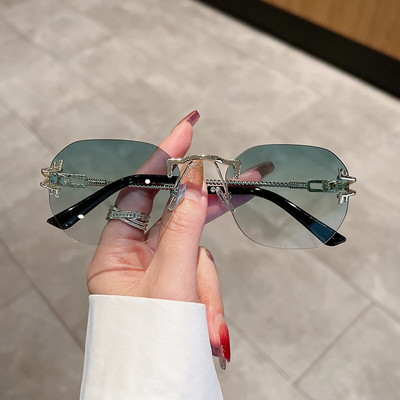 KAMMPT Rimless Vintage Päikeseprillid Meeste Naiste Trendikas Gradient Retro Ocean Objektiivid Päikeseprillid Brändi Disainer UV400 Shades Prillid