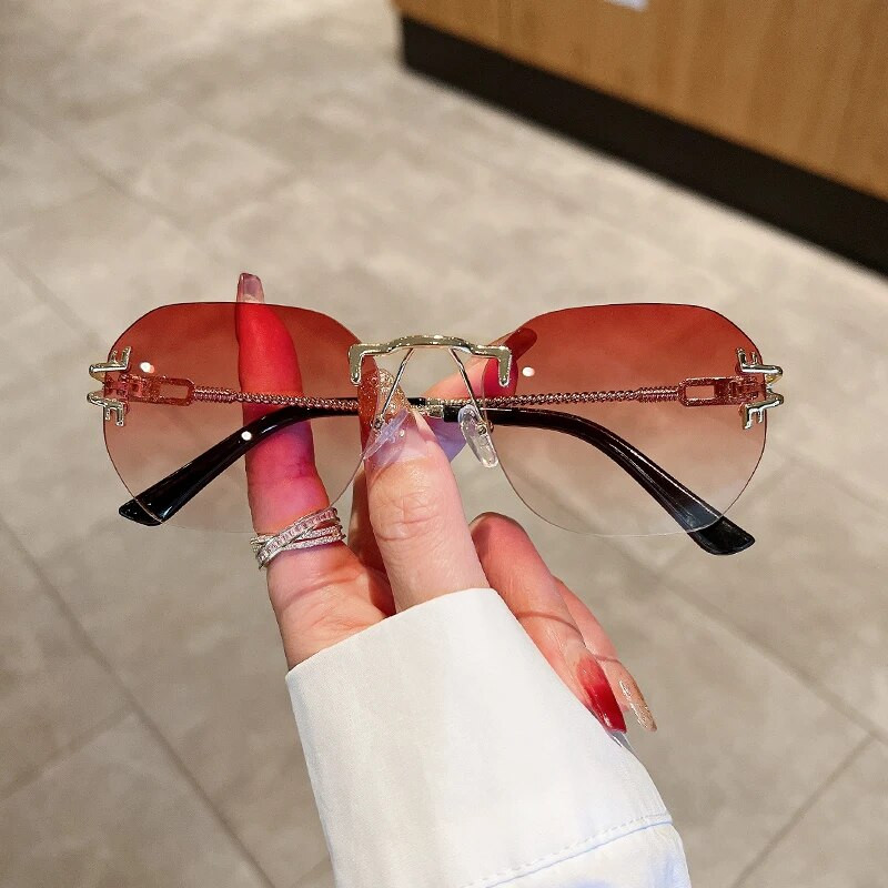 KAMMPT Rimless Vintage Päikeseprillid Meeste Naiste Trendikas Gradient Retro Ocean Objektiivid Päikeseprillid Brändi Disainer UV400 Shades Prillid