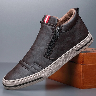 Meeste sügistalvised lumesaapad, mikrokiust põhjuslikud kingad, kõrge ülaosaga libisemiskindlad rulakingad meestele, pehmed, soojad nahast tossud